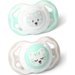 Smoczki 2szt. silikonowe 6-18m Babyono - Kotek zielony