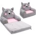 Fotel rozkładany 3 w 1 z mechanizmem grającym Kidsee - kotek szaro-różowy