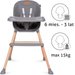 Krzesełko do karmienia Eatan Wood 4w1 Kidwell - szary